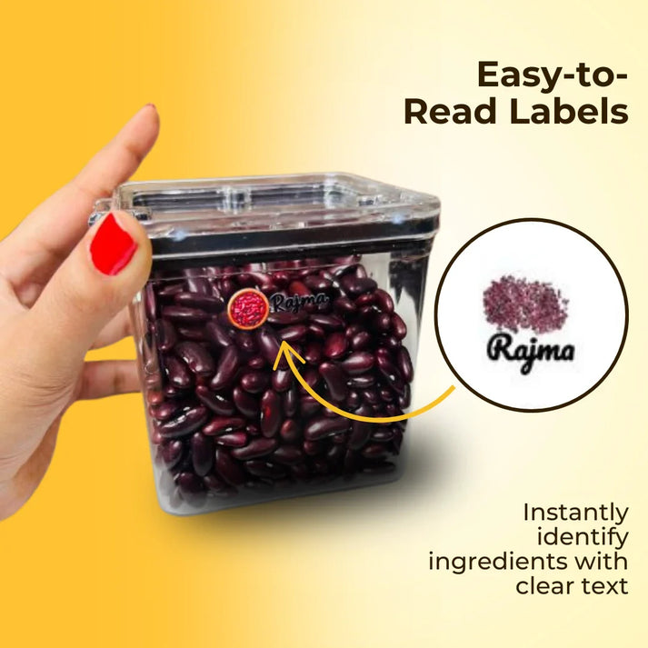 3D Waterproof Kitchen Jar Label Stickers (60 Stickers)