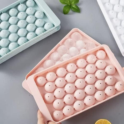 Plastic Reusable Flexible Round Ice Cube Trays (Pack of 2)