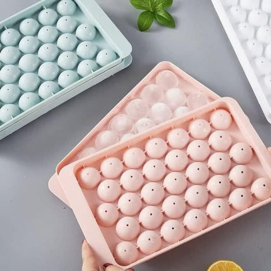 Plastic Reusable Flexible Round Ice Cube Trays (Pack of 2)